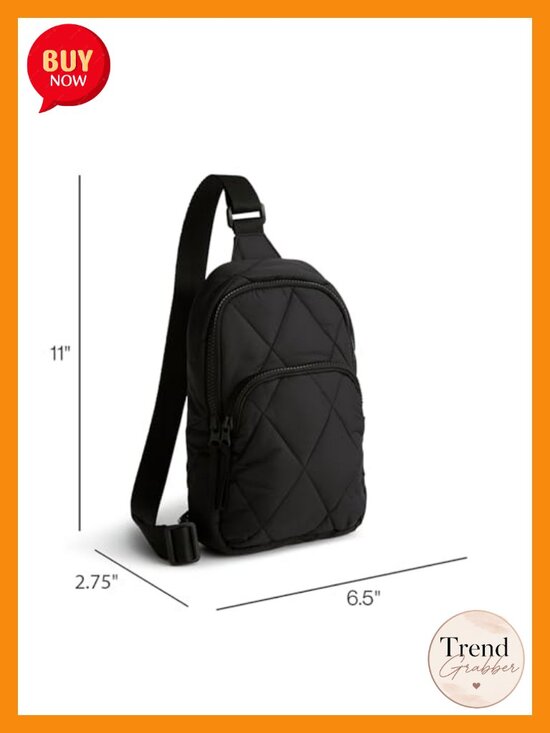 Featherweight Nylon Sling Backpack with Water-Repellent Finish, Adjustable Strap